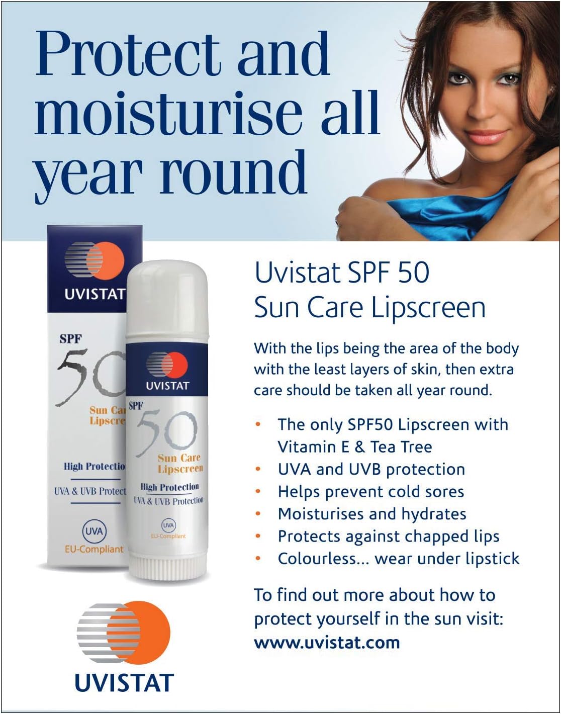 Uvistat Sun Care Lipscreen | SPF50 | Moisturising Lip Balm | Prevent Dry and Chapped Lips | 2 Tubes - Image 3