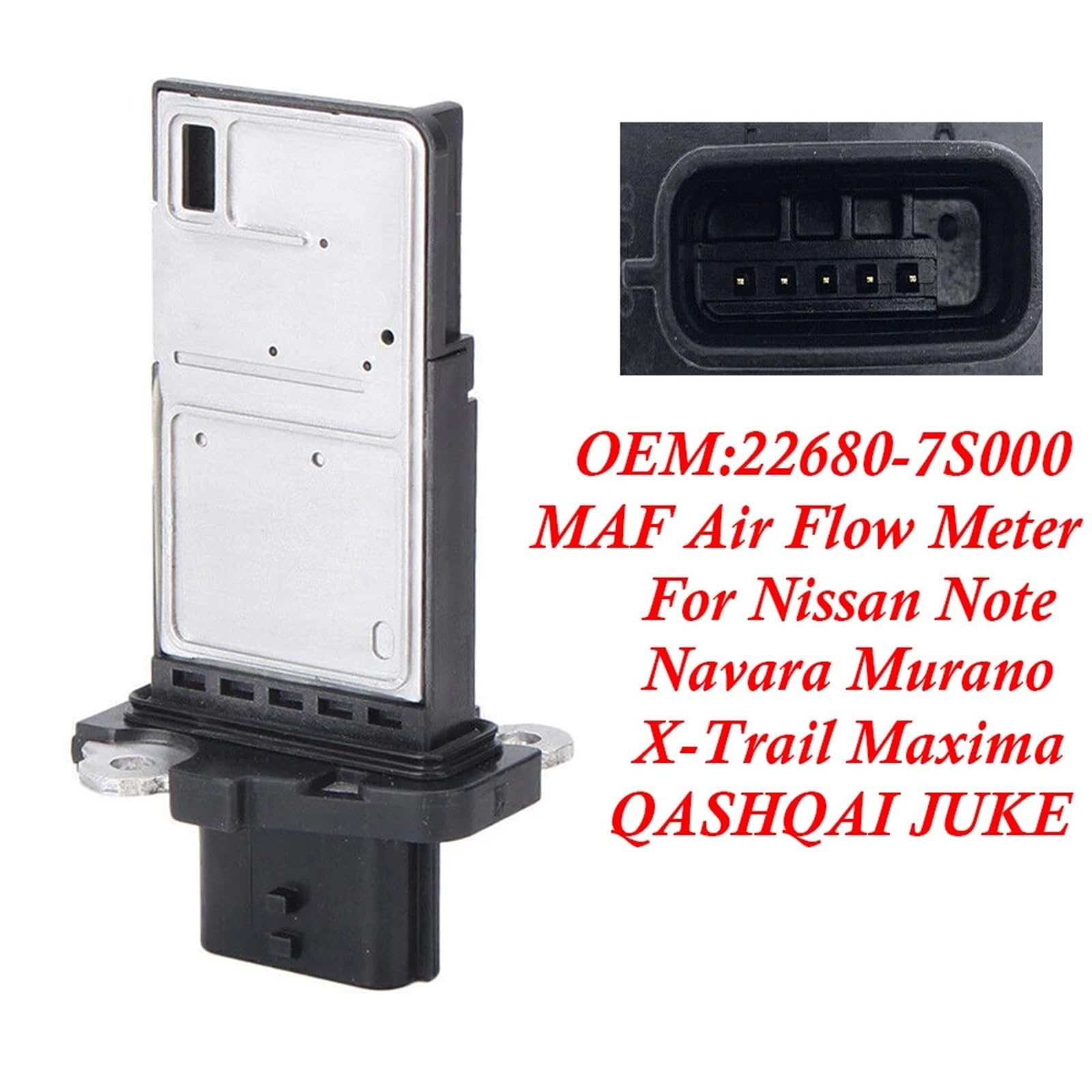 Débitmètre d'air MAF 22680-7S000, compatible avec Nissan Note, Navara, Murano, X-Trail, Maxima, QASHQAI, JUKE Débimetrè de Masse D´air