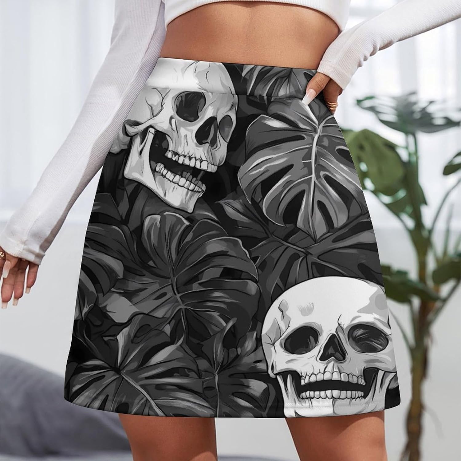 Skull Skorts for Women Mini A-line Skirt Casual Tennis Golf Short Skirts