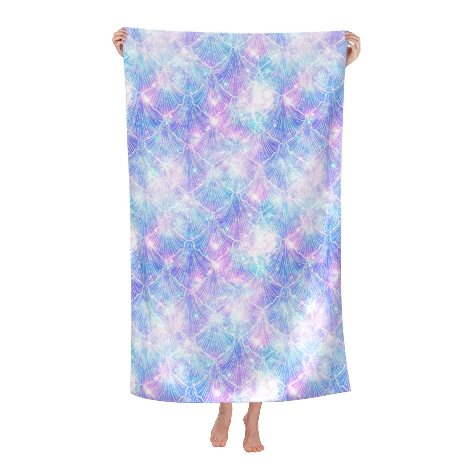 Cbaaghh Mermaid Scale Print Adult Beach Towels,Beach & Pool Towel,Beach Towels,Towels For Camping
