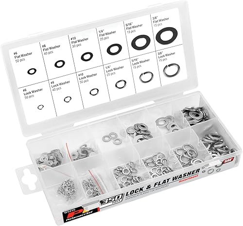 Performance Tool W5216 350 piezas SAE Lock  Flat Washer Surtido