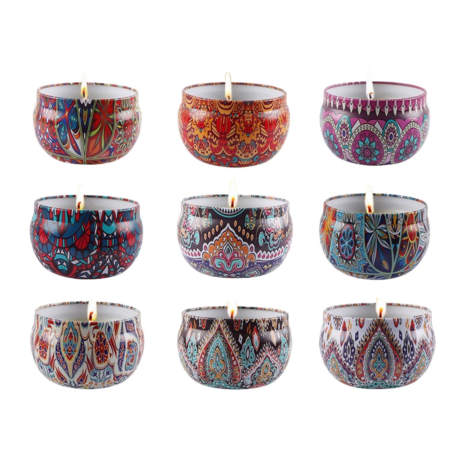 Set di candele profumate | Set di 9 candele profumate fortemente profumate, candele di soia profumate di lunga durata 20 ore, 70,9 g, set per alleviare lo stress, donne, compleanno, San,