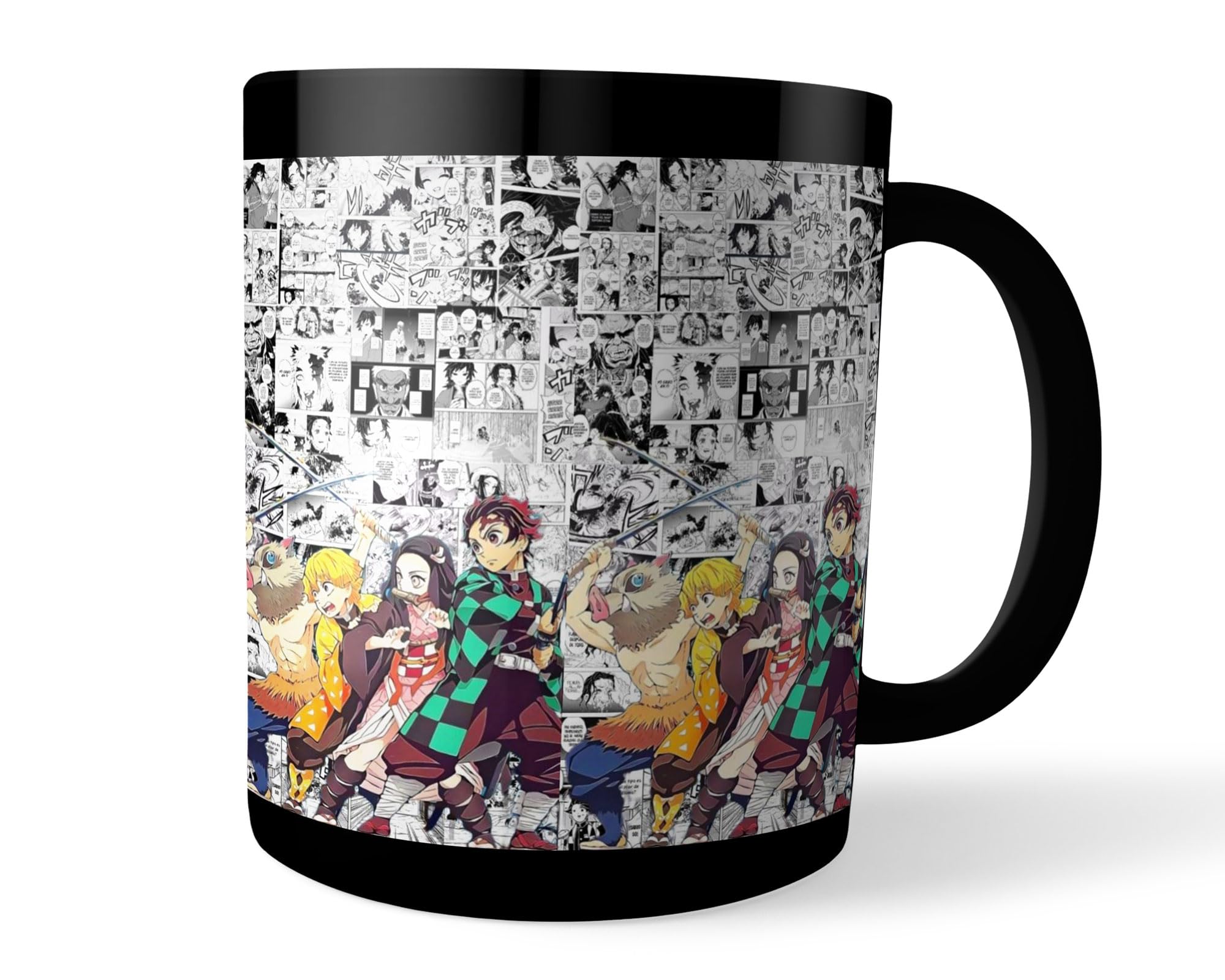 Morons Printed Anime Fan Made - Demon Slayer - Manga Series Coffee Mug for Anime Fans - Birthday Gift for Boys; Black; Ceramic; 330ml; Pack of 1 (D6)