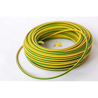 Earthing Cable 6 mm    Green/Yellow   H07V-K   Includes 5 Ferrules Wire Cable Fine Wire Flexible 15 m
