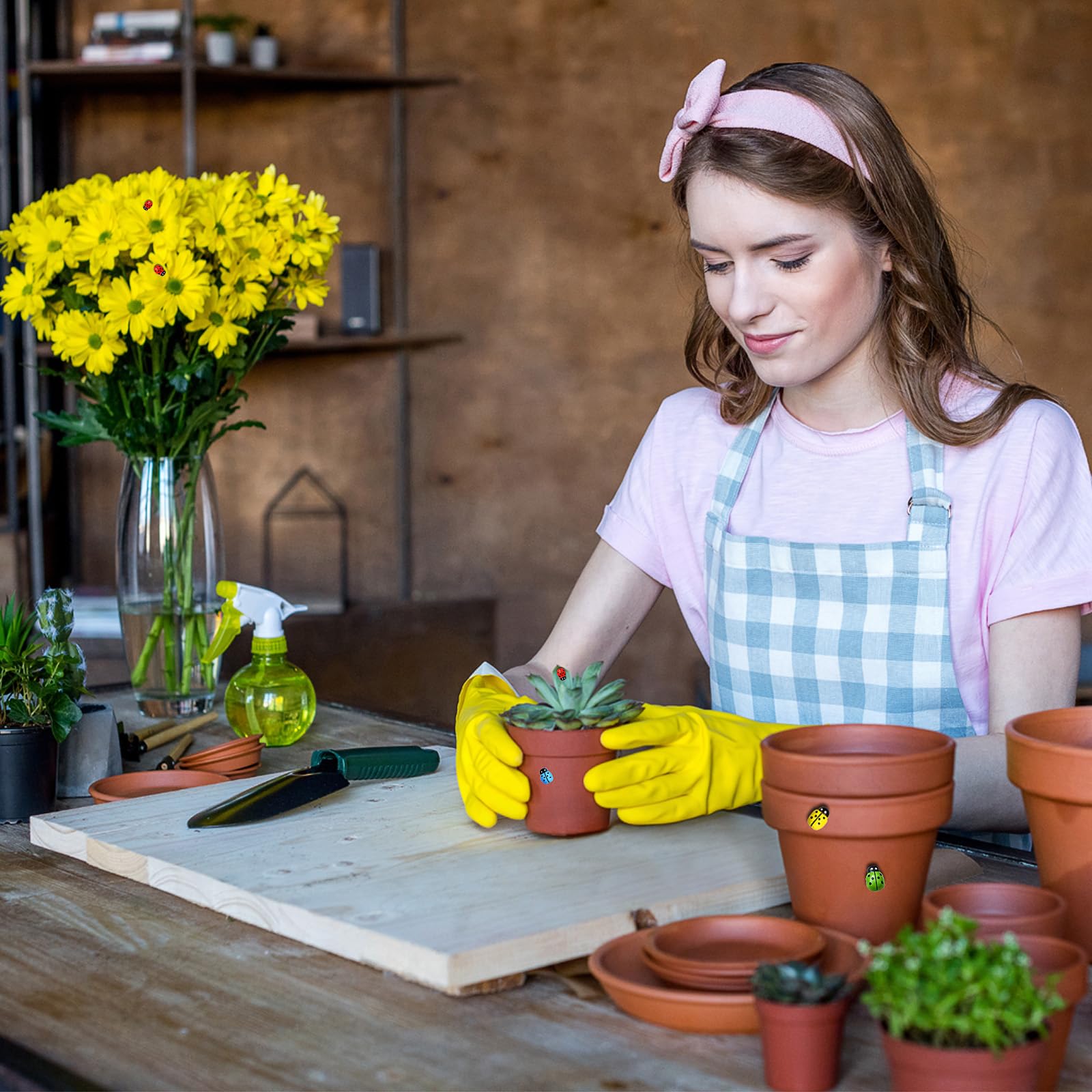 100 Mini Coccinelle Legno Autoadesive Multicolore - Per Decorazioni Fai Da Te E Scrapbooking - Foto 6