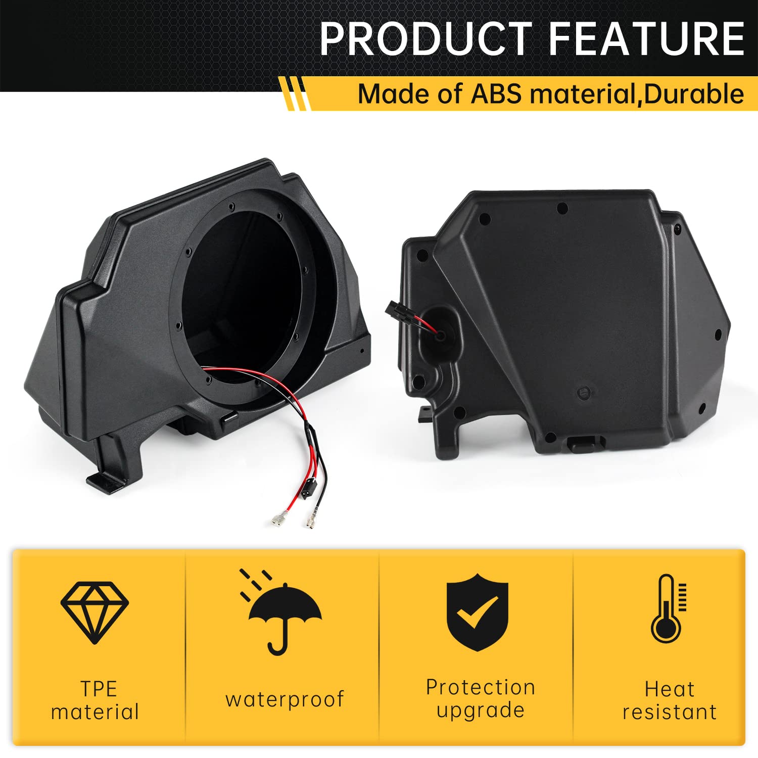 CPOWACE 6.5 inch Speaker Pod Enclosures Kit Compatible with Polaris RZR PRO XP XP4 2020 2021 2022 2023 2024 Accessories Waterproof Speaker Mount Enclosure Panel (2PCS,LH+RH)