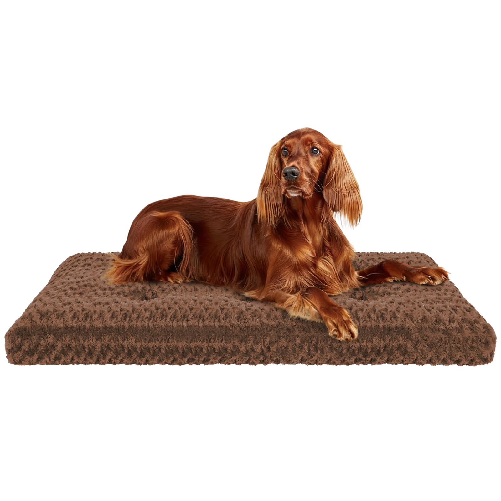 Homaxy Extra Large Dog Bed, Soft Orthopedic Dog Crate Mattress Anti-Anxiety Calming Dog Pillow with Non-Slip Bottom Washable Cushion Pet Mat, 130x92x11cm, Brown