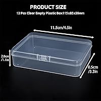 Vista 3 de LJY 12 Pieces Rectangular Empty Mini Clear Plastic Organizer Storage Box Containers with Hinged Lids (4.5 x 3.3 x 1.1 inch, Transparent)