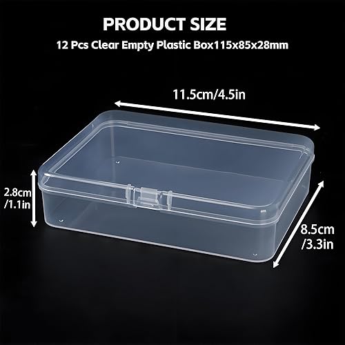 Miniatura 2 de LJY 12 contenedores rectangulares vacíos de plástico transparente con tapas con bisagras (4.5 x 3.3 x 1.1 pulgadas, transparente)