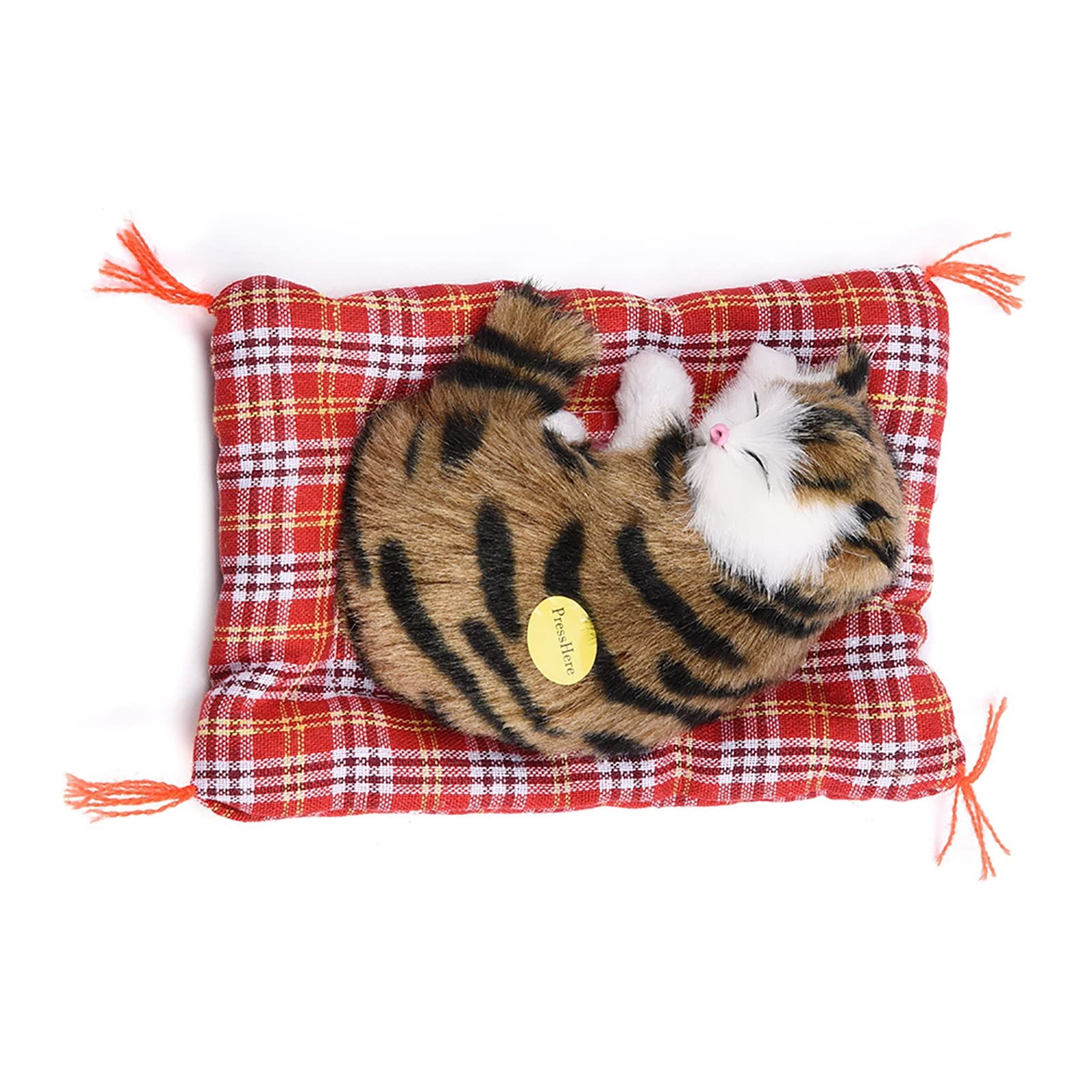Simulationskatzen-Stoffpuppe mit Ton, Realistisches Plüschspielzeug für, Heimdekoration (Nickerchen machende Katze mit Grasdruck)