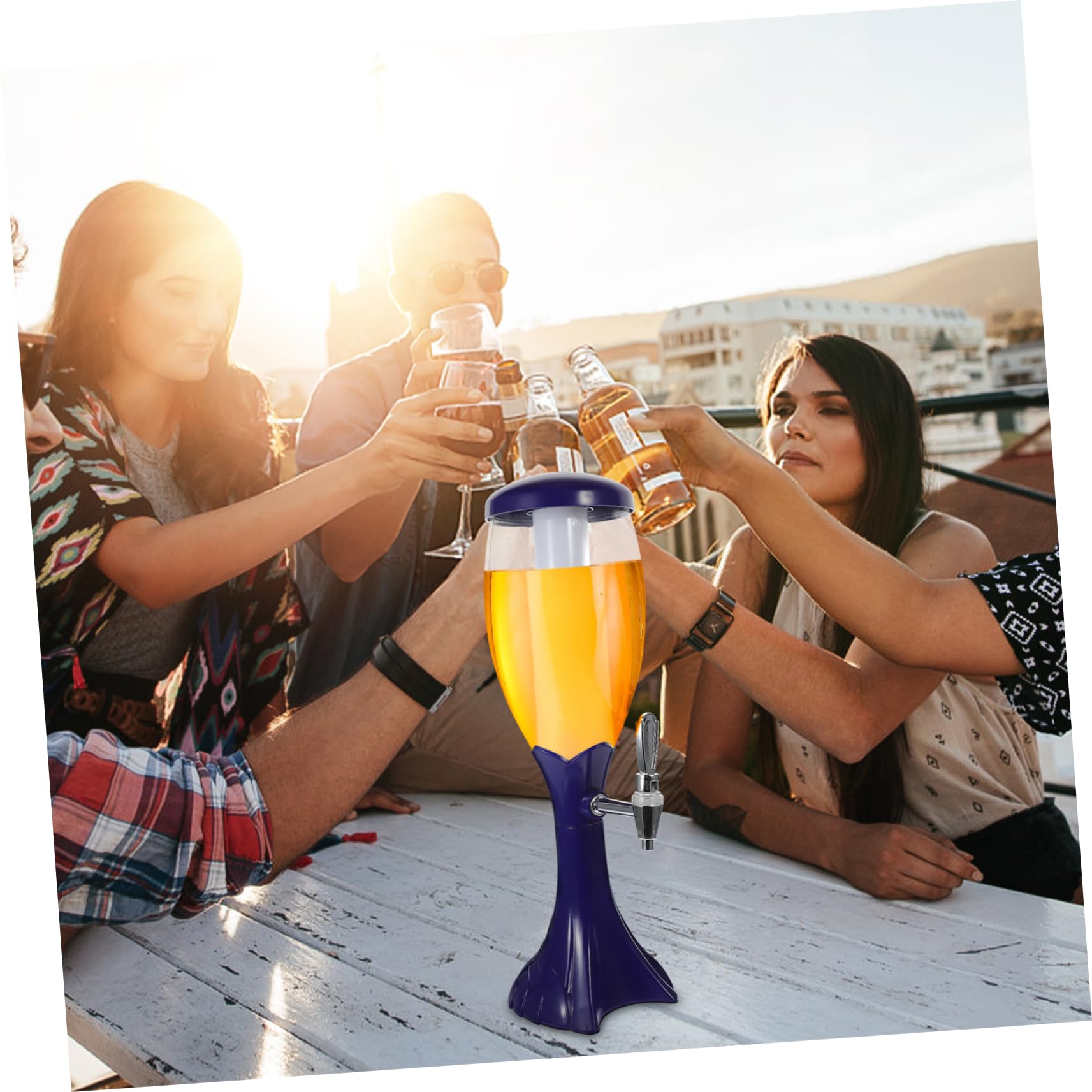 KICHOUSE Practical 3l Beer Dispenser Tower Beer Barrel Tap Handle Ideal for Parties Bars Home Use