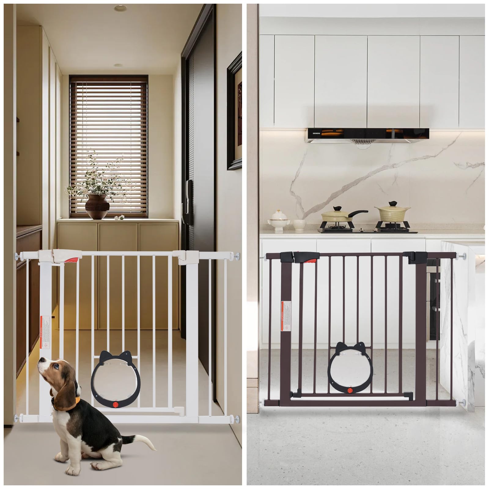 Barrera de seguridad para niños, 93 x 76 cm, para sujetar o perforar, para balcones, entradas, pasillos o aberturas de puertas (café)