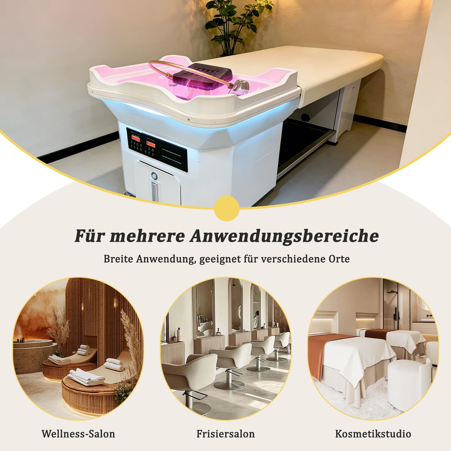 head spa umywalka, japońskie wyposażenie spa, mobilny szampon ze zbiornikiem na wodę 60 l, 4 uniwersalne kółka, miska do szamponu, kolor biały