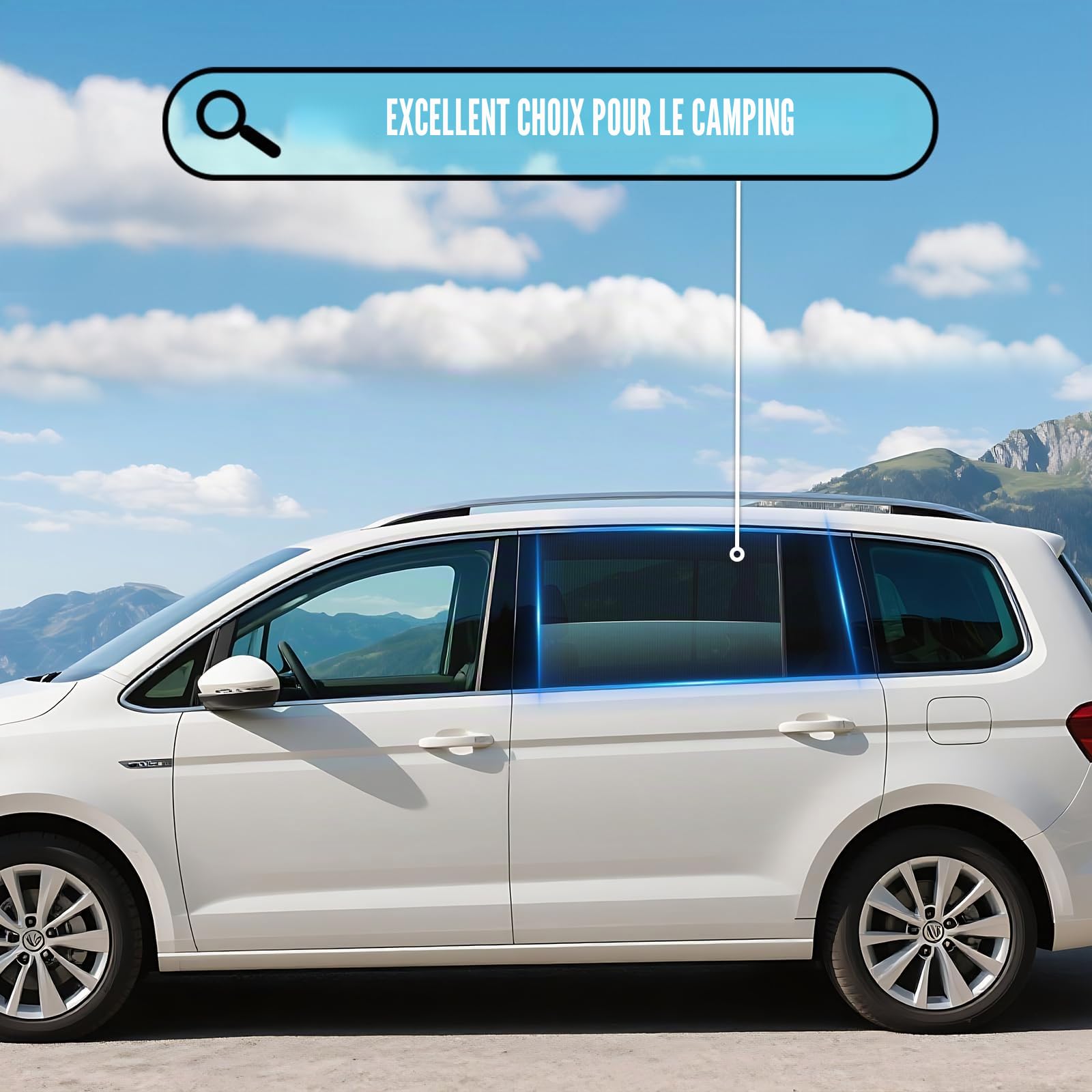 Pare Soleil pour VW Touran 2016-2024 Vitres Latérales,Magnétique,ZATOOTO | 2PCS,Ajustement précis,Installation facile,Fenêtres utilisables,Ventilation optimale,Anti‑insectes,Pliable,Maille,Camping