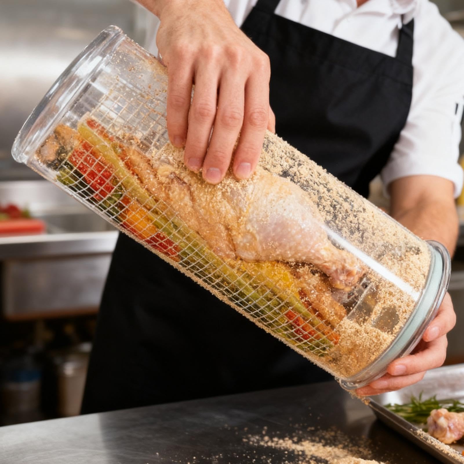 Shaker Per Impanatura Dispenser Trasparente A 360 Gradi