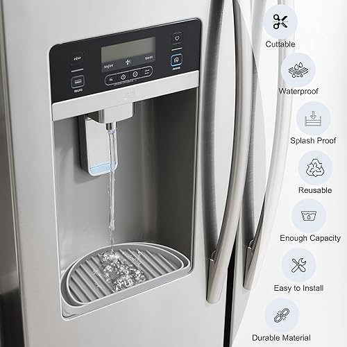 Miniatura 2 de KindGa Bandeja colectora de goteo para refrigerador, mini bandeja de goteo para nevera que protege la bandeja dispensadora de hielo y agua,