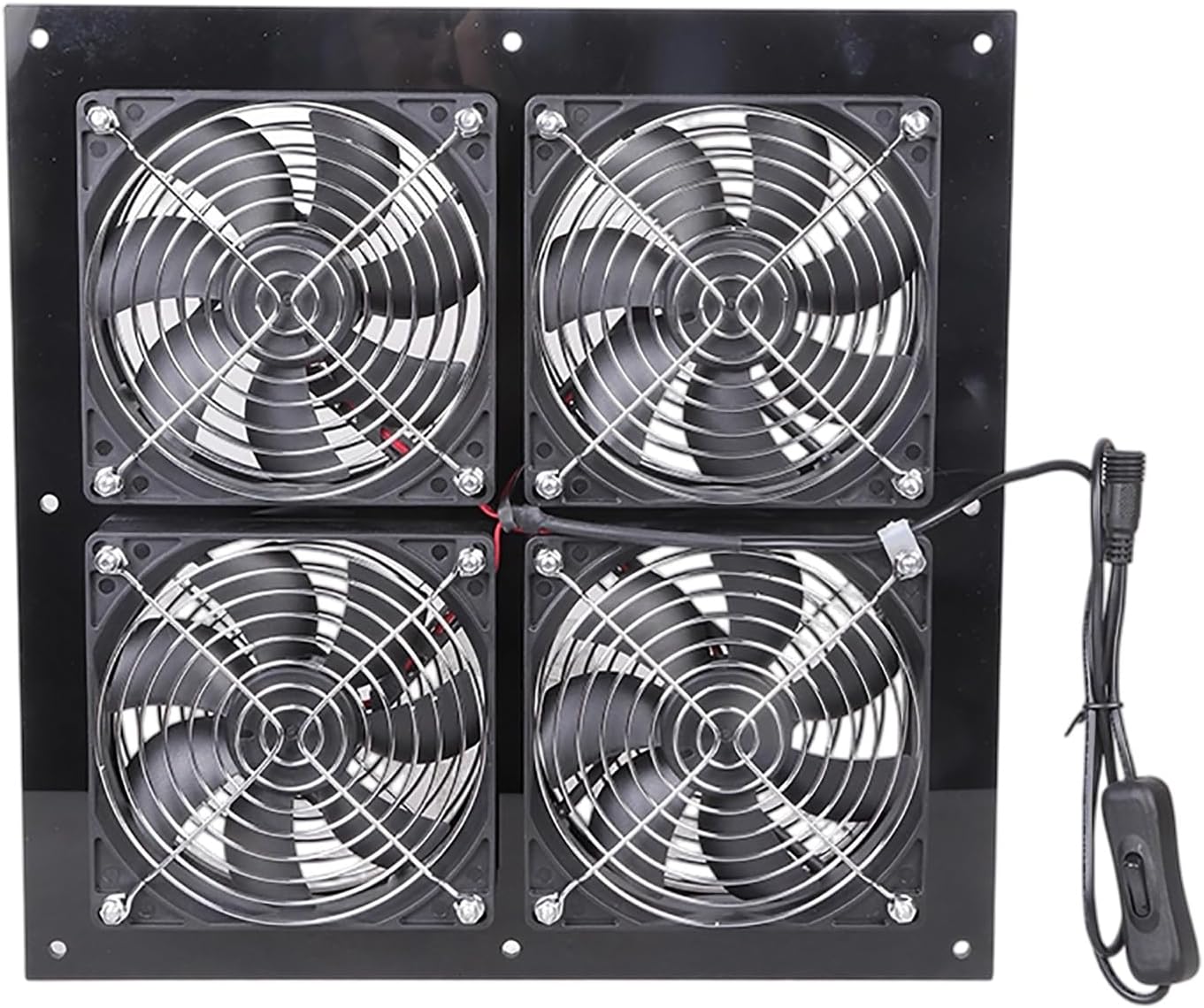 Solar Compatible DC12V 4 Fans Cooling Fan High RPM for Greenhouses Pet Houses IP67 Pet Room Cooling Fan