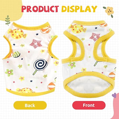 Miniatura 10 de Camisa para perros pequeños, linda camiseta de algodón suave sin mangas para perros pequeños, gatos, chaleco de verano para perritos, camiseta de