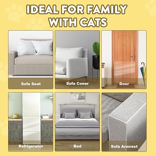 Miniatura 5 de Eosarcu Protector de muebles para gatos, 4 rollos de 40 x 8.2 pulgadas, protector de sofá para gatos, sin pines, antiarañazos, protectores de