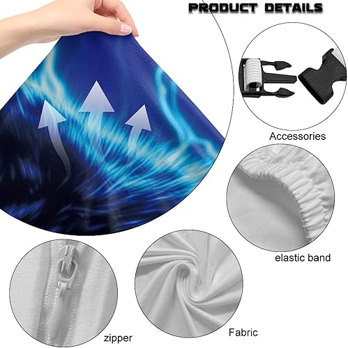 Miniatura 8 de Funda ergonómica azul para silla de juegos para hombres, 4 piezas, funda de asiento para silla de oficina con cremallera, fundas de brazo a prueba