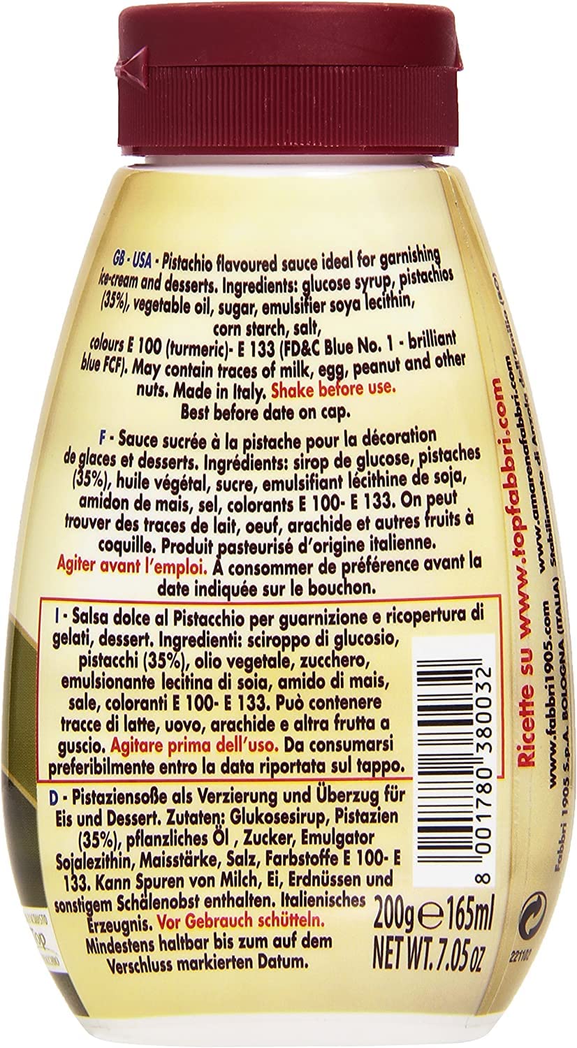 Italian Gourmet Topping Pistacchio - Salsa de pistacho (6 x 200 g) | Crema dolce - Funda para tartas (1,2 kg, 400 g), color verde cremoso