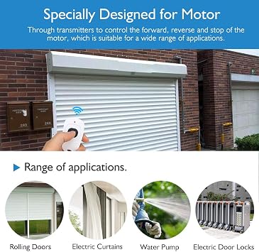 eMylo RF Switch Motor Controller Wireless Smart Switch Relay Module Remote Control Switch with RF Receiver DC 12V 433Mhz for Rolling Door, Electric Curtains, Locks, Water Pump