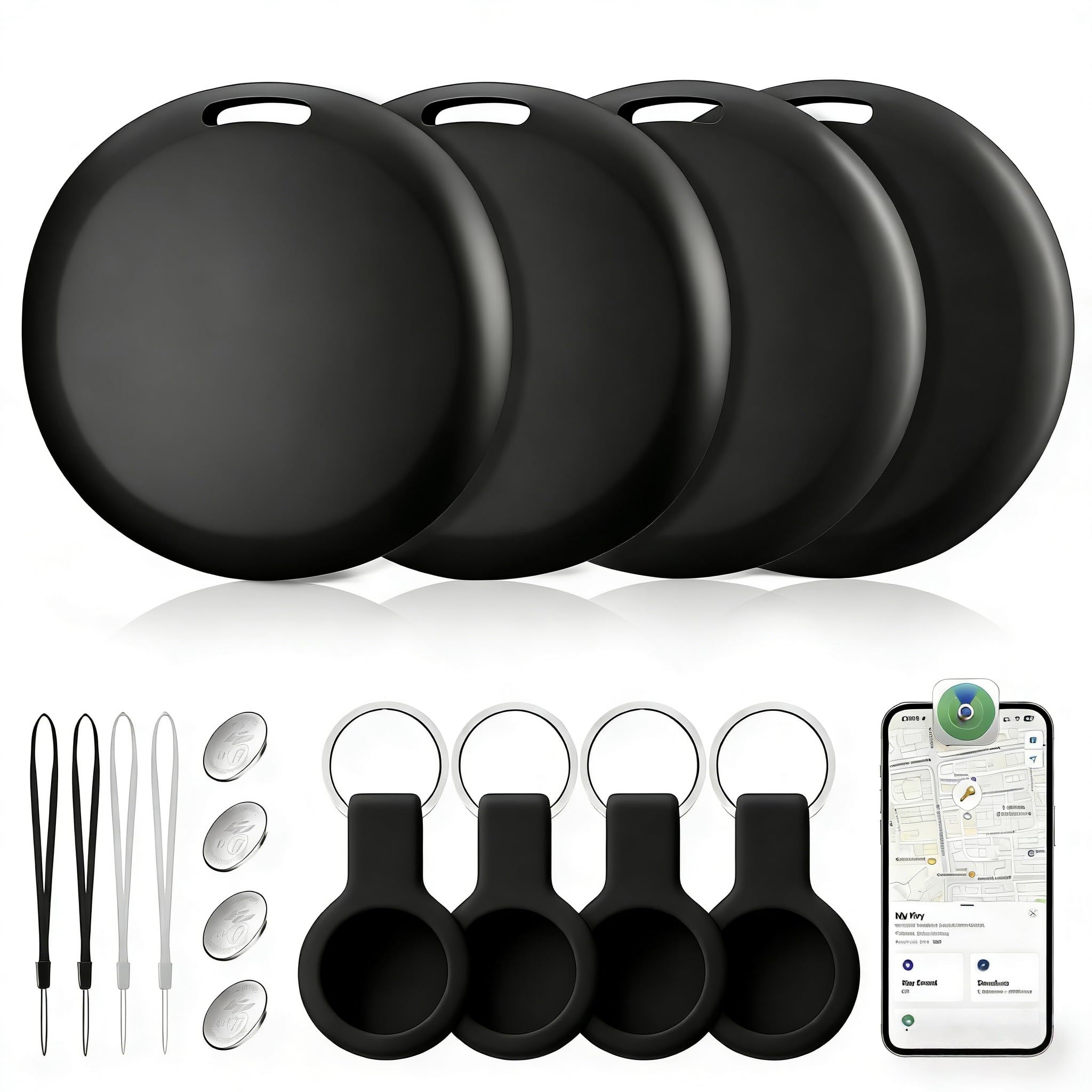 Confezione da 4 etichette per tracciamento dell'aria, Bluetooth Tracker, localizzatore di chiavi con suono, funziona con Apple Find My (solo iOS), per trovare oggetti per bagagli, portafogli, borse