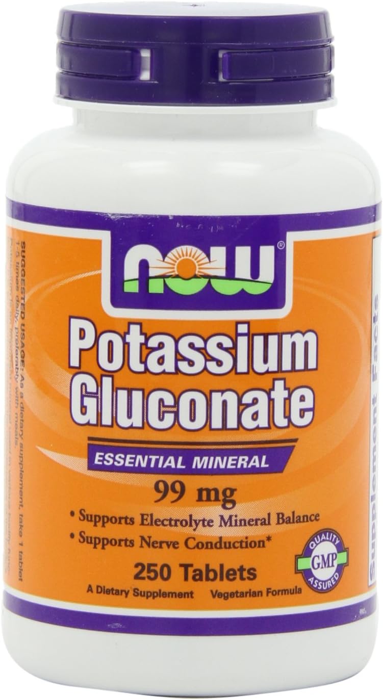 NOW Potassium Gluconate 99mg, 250 Tablets (Pack of 3) Health & Household