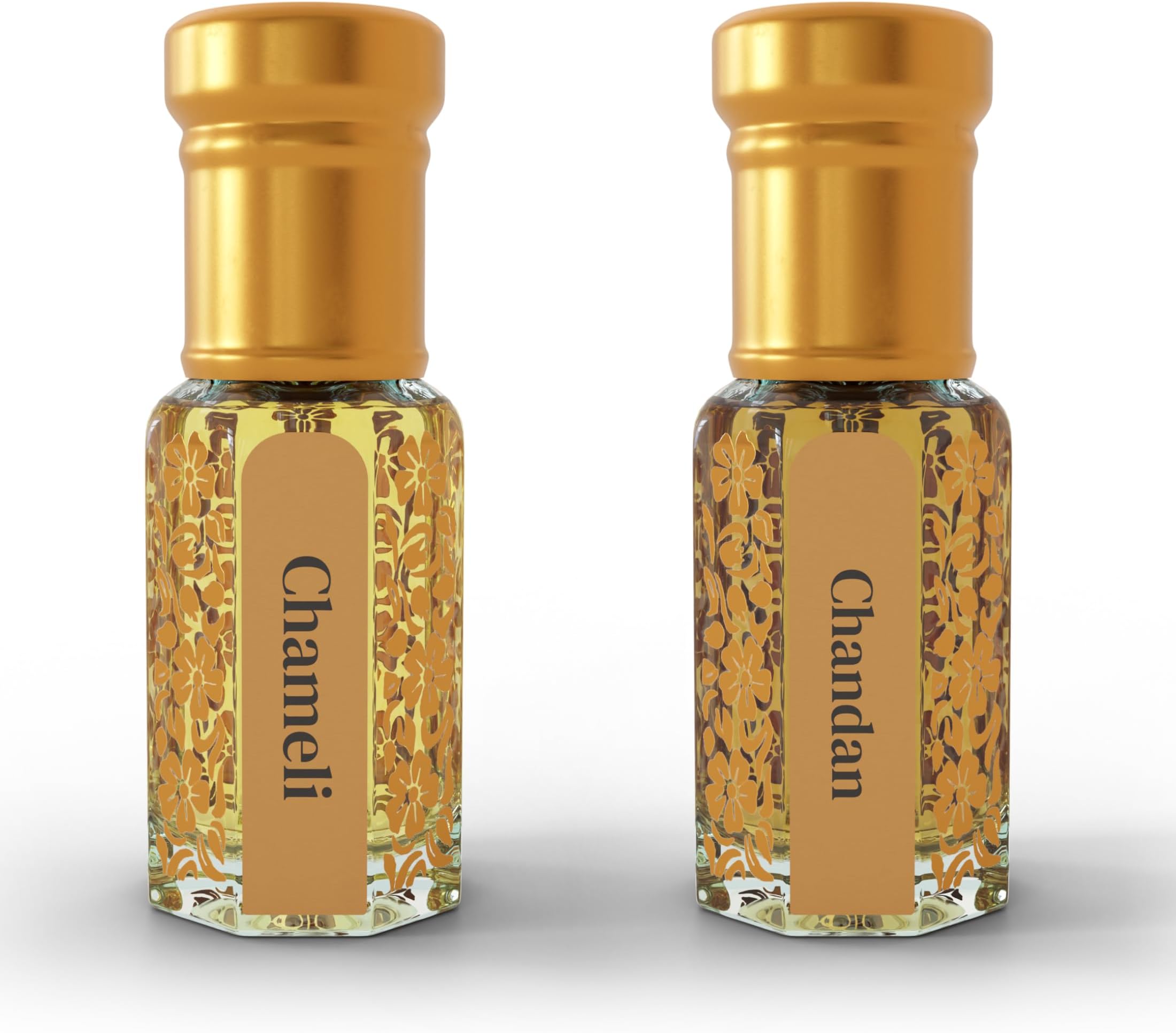 Chameli & Chandan Attar Combo 12ml Set (6ml Each) – Long-Lasting Floral & Woody Perfume Oils – Alcohol-Free Roll-On Perfume for Men & Women – NEESENCE Luxury Gift Set