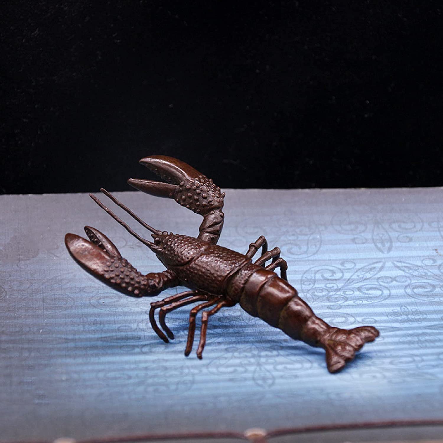Sculpture de homard en pur cuivre artisanat rétro pour thé