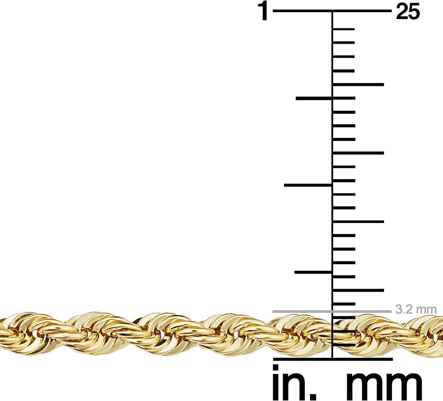 Kooljewelry Solid 14k Yellow Gold Filled Rope Chain Necklace for Men and Women (2.1 mm, 3.2 mm, 4.2 mm or 6 mm) - Image 4