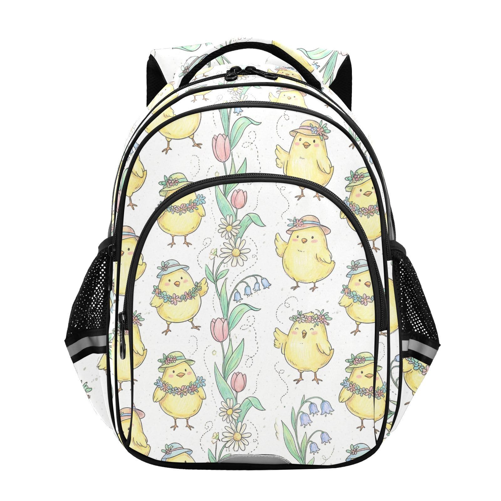 KLL Czysty design plecak dla nastolatek torba szkoła dzieci podróż plecak ręcznie rysowane wielkanocne pisklęta bezszwowy wzór