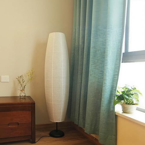 Miniatura 5 de Lámpara de pie de papel de arroz con interruptores de pie, linterna de piso de papel blanco, iluminación ambiental Art Deco, lámpara de pie alta