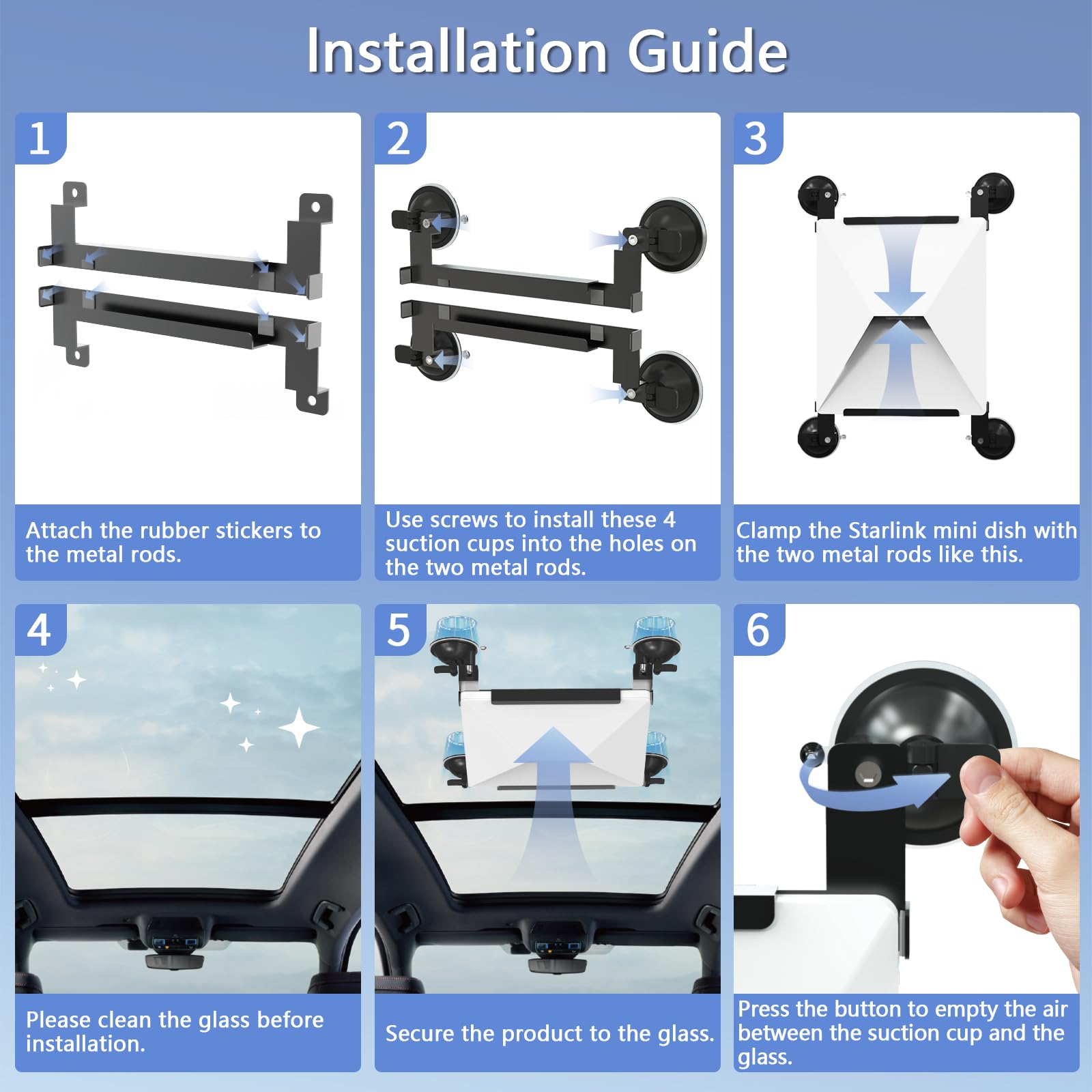 Starlink - Mini soporte de ventosa, soporte Starlink de succión fuerte para ventanas de coche, techos solares, parabrisas, mini kit de montaje Starlink para uso en coche