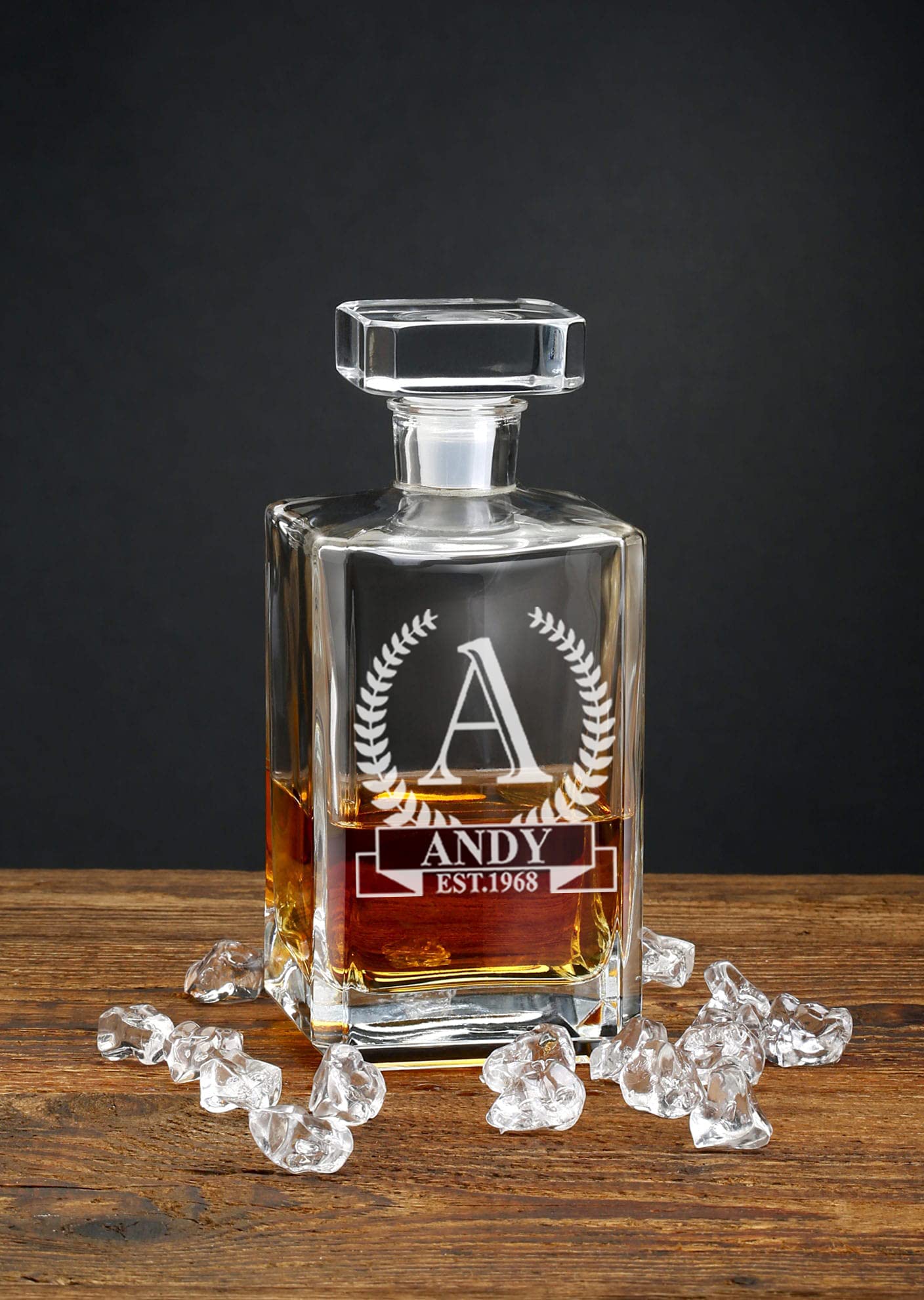 Karafka do whisky spersonalizowana z grawerowanym laserowo tekstem, dodaj dowolną wiadomość, prezent urodzinowy dla taty, rozmiar 700 ml