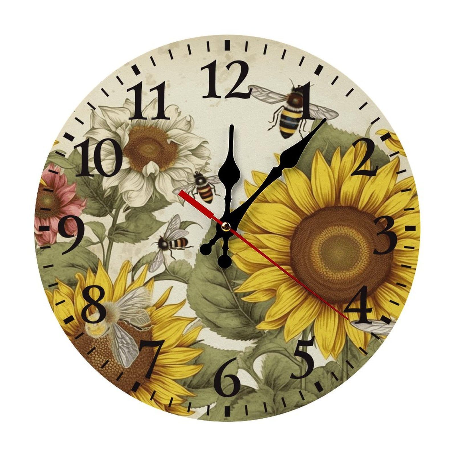 Horloge murale silencieuse pour bureau en finir avec le tic-tac grâce au motif fleurs