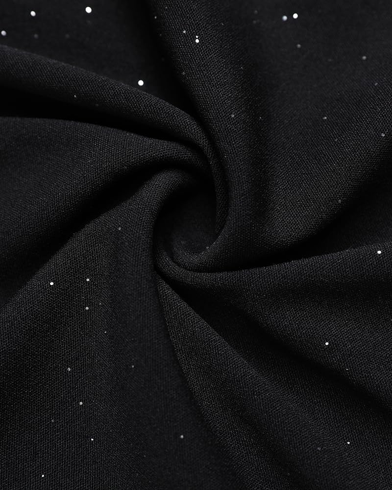 Womens Glitter Contrast Lace Bodycon Dress Sleeveless Slit Cocktail Evening Party Club Mini Dresses - Image 7