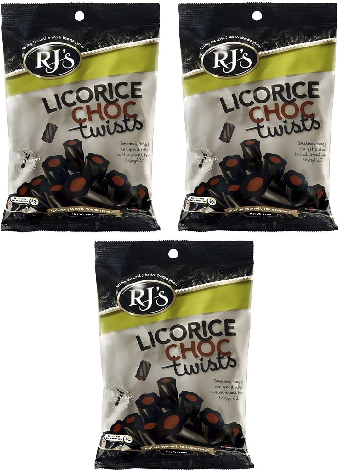 Liquorice Choc Twists - RJ's Licorice Bag 280g (Pack of 3) : Amazon.co ...