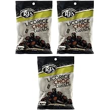 Liquorice Choc Twists - RJs Licorice Bag 280g x Pack of 3 Licorice Chocolate Twist-RJ Licorice Bags 280g x 3 Packs