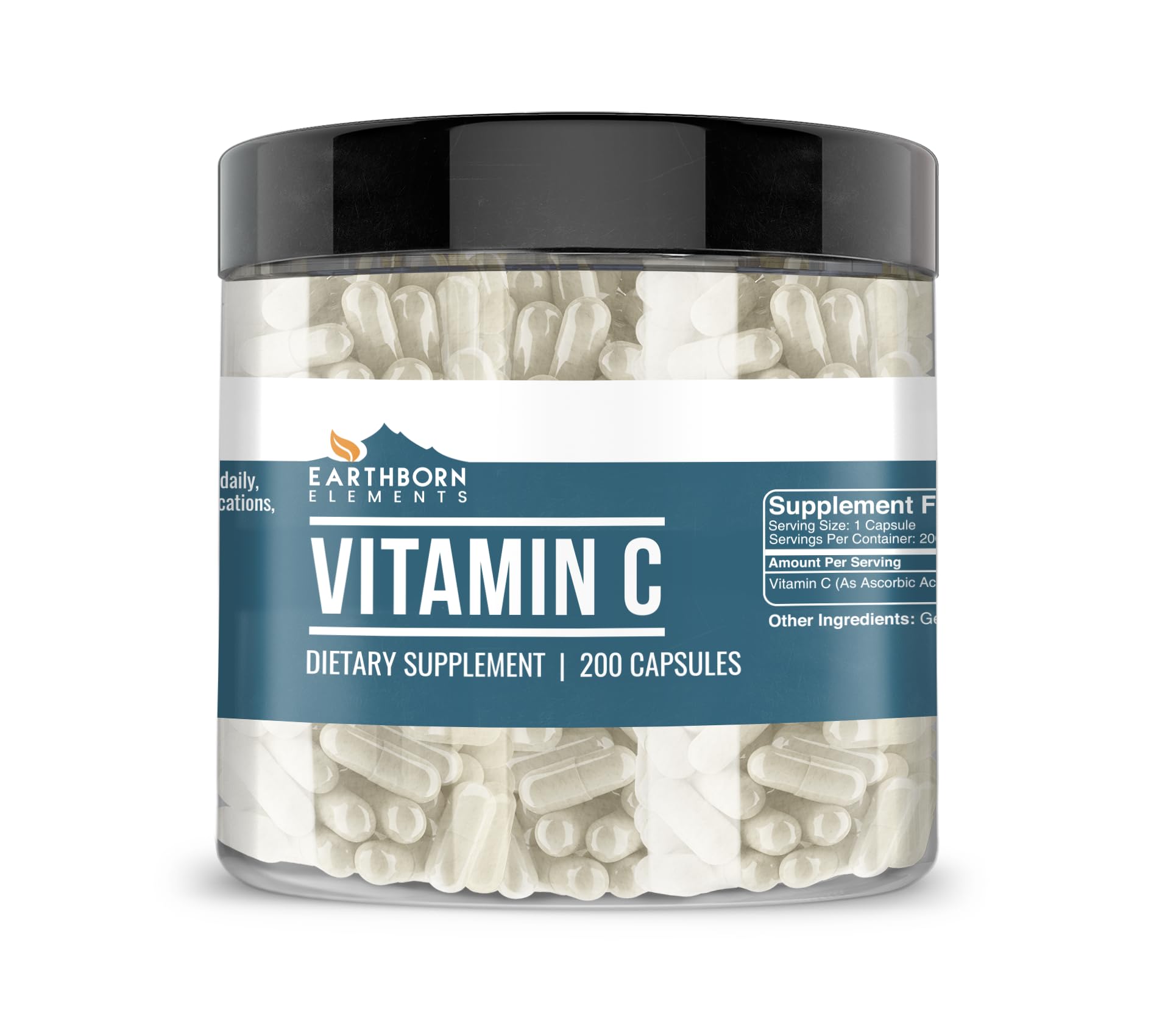 Earthborn Elements, Vitamin C, 200 Capsules 200 Count (Pack of 1)