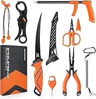 KastKing SteelStream 8pc Fishing Tool Kit: Corrosion-Resistant Pliers, Fillet Knife, Lip Gripper, Braid Scissors & More for Anglers
