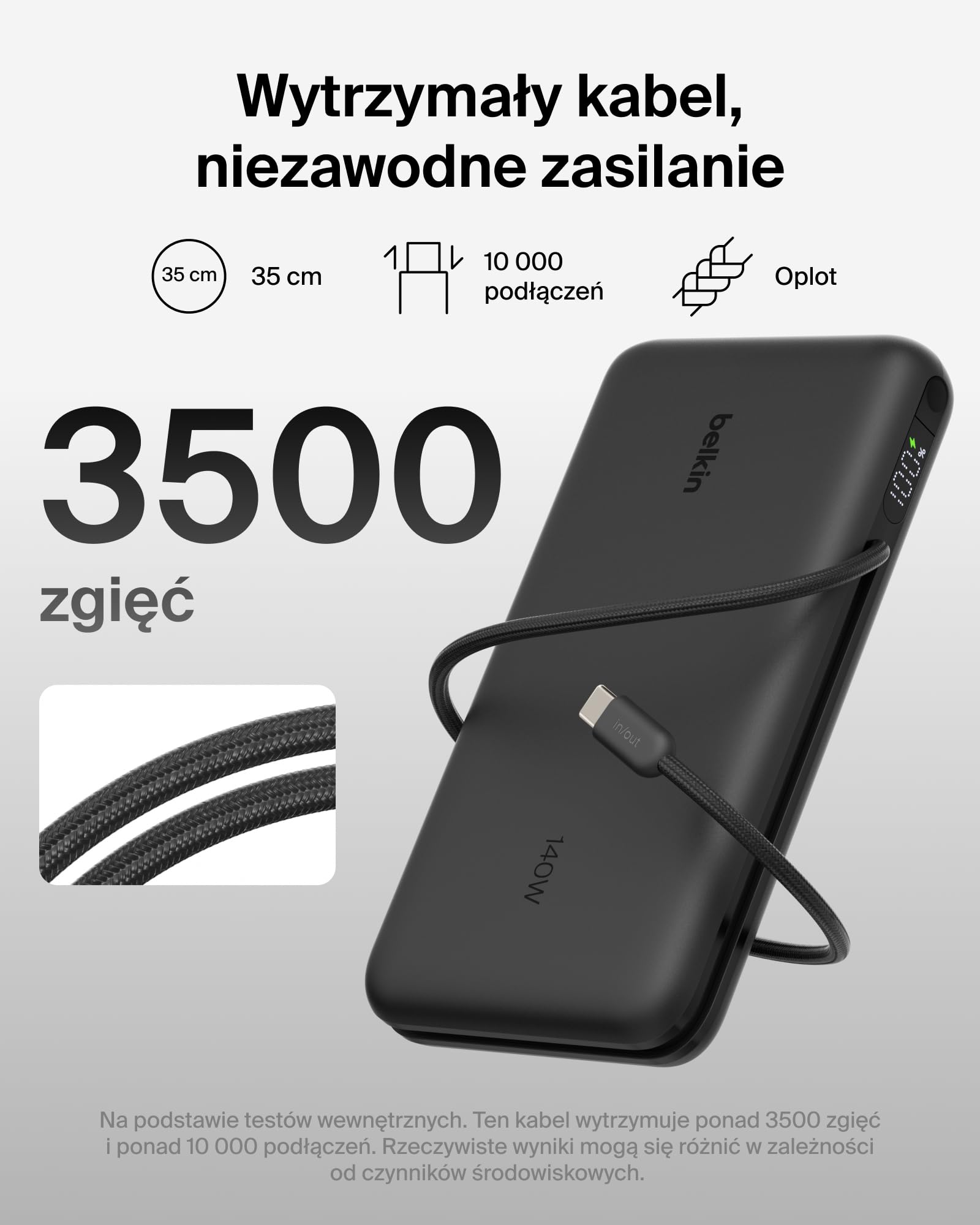 Belkin UltraCharge Pro Powerbank 25 000 mAh do Laptopów – Czarny | Powerbank 25 000 mAh, 1 Port USB-C, 1 Port USB-A i Kabel USB-C, 158 W Power Delivery, Wstępnie Naładowany, Wyświetlacz