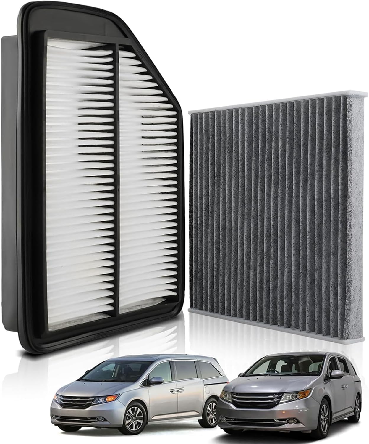 Engine Cabin Air Filters Compatible with 2011 2012 2013 2014 2015 2016 2017 Honda Odyssey V6 3.5L Engine Cabin Air Filtration 17220-RV0-A00 80292-SDA-A01 17220RV0A00 80292SDAA01 CA11042 SA11042