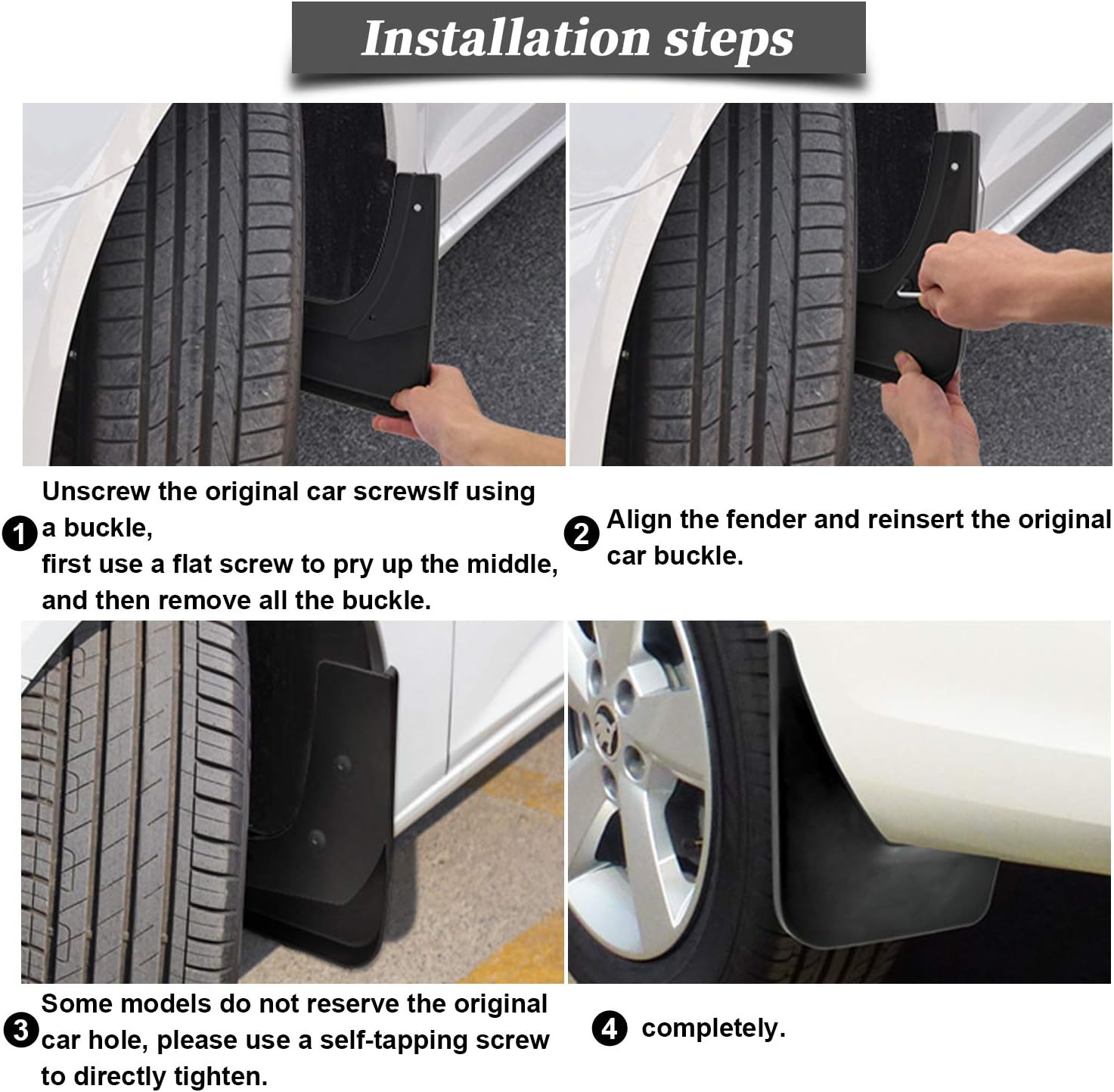 LFOTPP Mud Flaps for 2016-2020 T*oyota C-HR ZYX10 / NGX50 Splash Guards Mudflap Fender Mudguards Pack of 4 Black