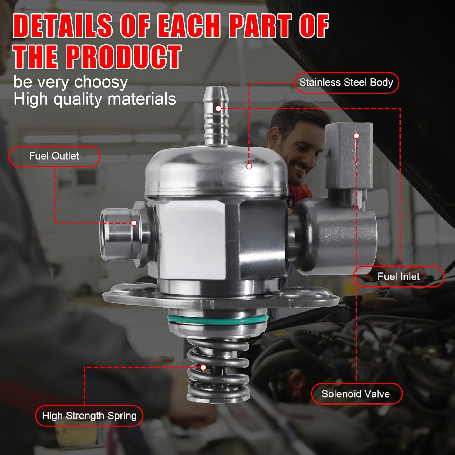 High Pressure Fuel Pump 06A127026A Compatible with Volkswagen Jetta Passat Golf Alltrack SportWagen Beetle ，for Audi A4 allroad Q5 PHEV Q7 A5 Sportback A6 Quattro 2.0L L4 Replace HM10049 06A127026B