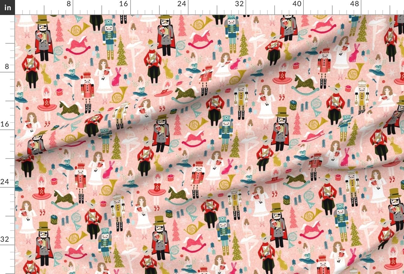 Spoonflower Fabric - Nutcracker Ballet Xmas Holiday Christmas Ballerina Printed on Chiffon Fabric by The Yard - Sewing Fashion Apparel Dresses Home Decor
