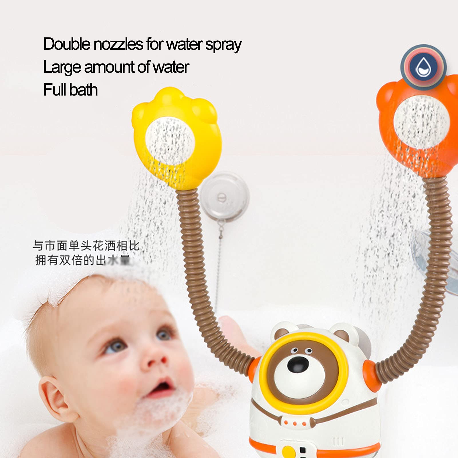 Jouet de Bain Douche électrique pour bébé, Design Animal Mignon, Pulvérisation d'eau pour Garçons et Filles, Expérience de Baignoire Amusante, 1 unité
