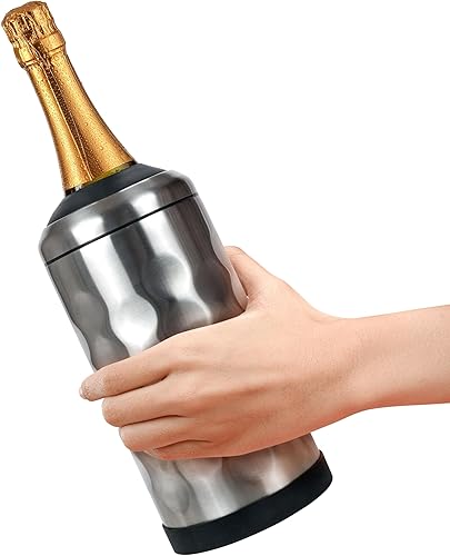 Miniatura 9 de Enfriador de vino  Enfriador de acero inoxidable de doble pared aislado al vacío  Se adapta a la mayoría de botellas de vino, champán y licor de