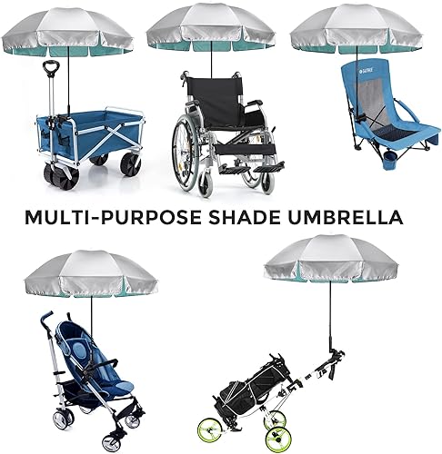 Miniatura 7 de G4Free Sombrilla universal UPF 50+ con abrazadera ajustable para exteriores, protección UV, silla de playa, sombrilla para cochecitos, sillas de