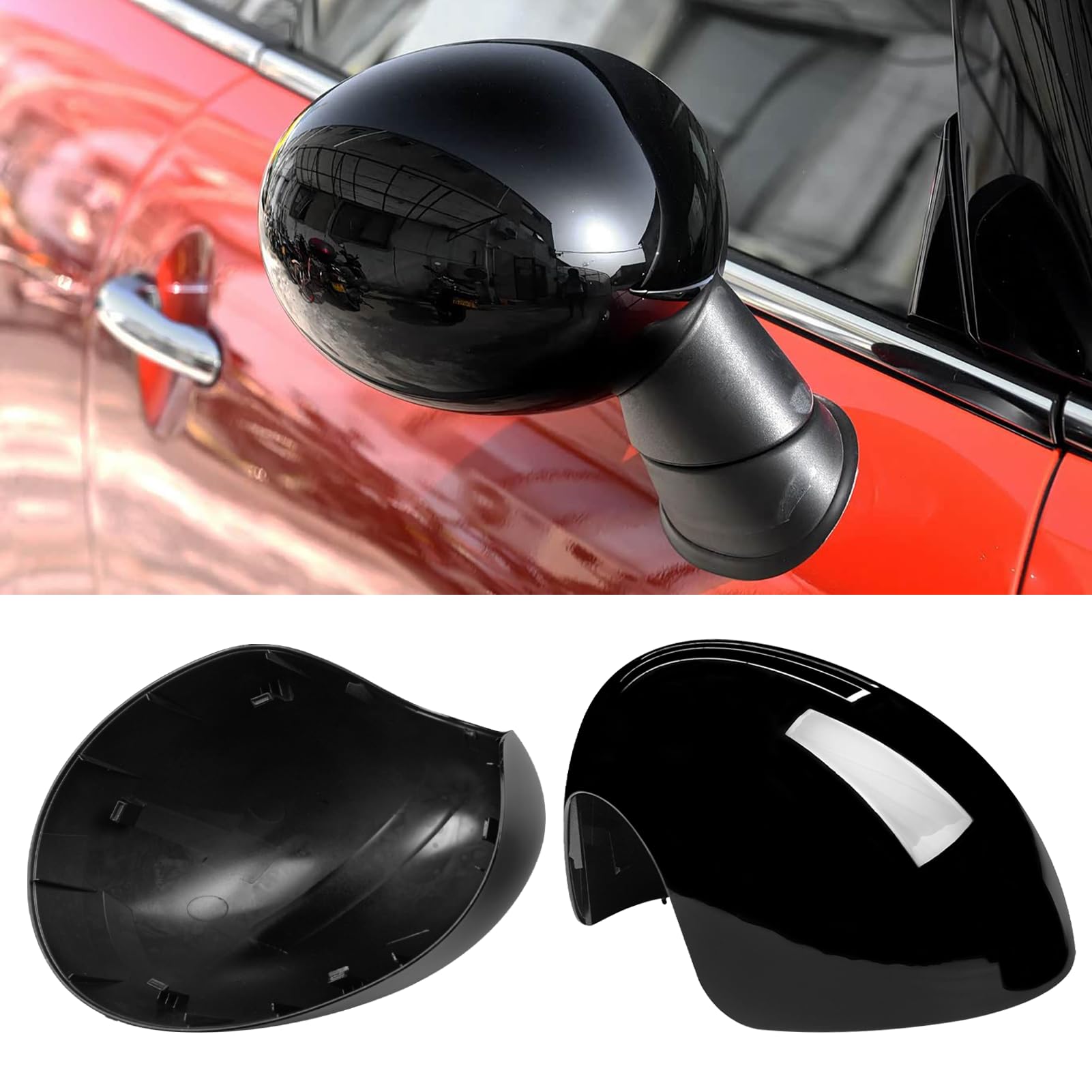 TTCR-II 2 PCS Calotte Specchietti Compatibile con Mini Cooper F54 F55 F56 F57 F60 2016-2019, F54 Calotta Specchietto F55 Copri Specchio Retrovisore F56 Mirror Cover 51167401230/51167401229-Nero